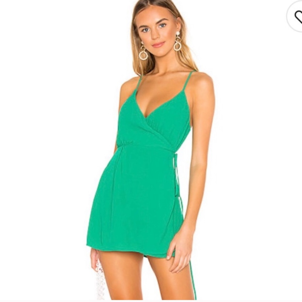 Superdown green wrap dress